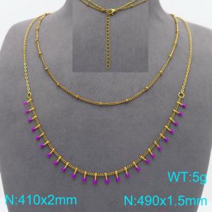 SS Gold-Plating Necklace - KN298446-Z