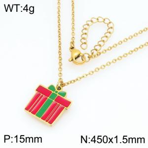 Stainless steel Christmas gift box Dripping Oil necklace for ladies as Jewelry Gifts - KN298650-Z