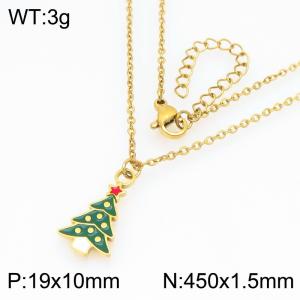 Stainless steel Christmas Charm tree Dripping Oil necklace for ladies as Jewelry Gifts - KN298653-Z