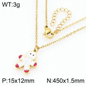 Stainless steel Christmas Snowman  Dripping Oil necklace for ladies as Jewelry Gifts - KN298654-Z