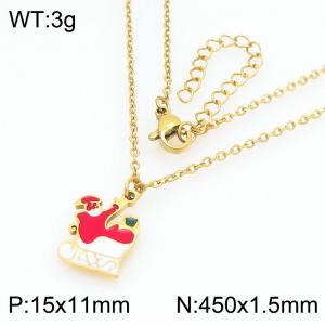 Stainless steel Christmas shoe Dripping Oil necklace for ladies as Jewelry Gifts - KN298655-Z