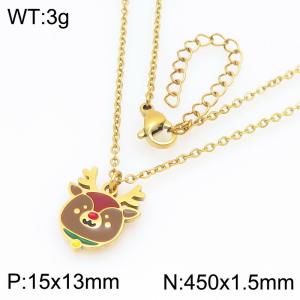 Stainless steel Christmas animals Dripping Oil necklace for ladies as Jewelry Gifts - KN298657-Z