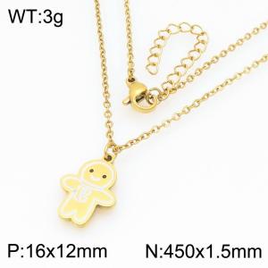 Stainless steel Christmas Snowman  Dripping Oil necklace for ladies as Jewelry Gifts - KN298659-Z