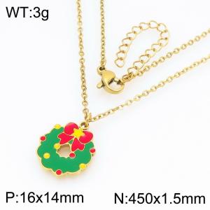 Stainless steel Christmas Door Ring Dripping Oil necklace for ladies as Jewelry Gifts - KN298660-Z