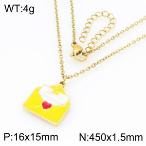 Stainless steel Christmas Happy Envelopes Dripping Oil necklace for ladies as Jewelry Gifts - KN298663-Z