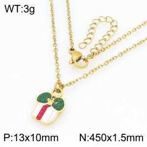 Stainless steel Christmas bow gift box Dripping Oil necklace for ladies as Jewelry Gifts - KN298665-Z