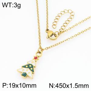 Stainless steel Christmas Decorative Tree Dripping Oil necklace for ladies as Jewelry Gifts - KN298667-Z
