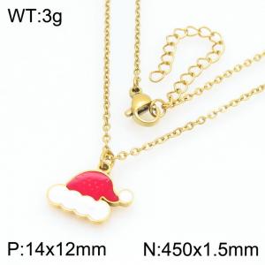 Stainless steel Christmas Old man hat Dripping Oil necklace for ladies as Jewelry Gifts - KN298669-Z