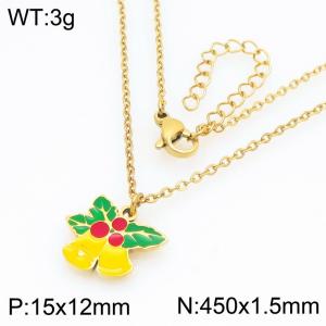Fashionable and personalized stainless steel gold bell pendant necklace - KN298671-Z