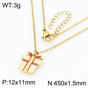 Fashionable and trendy stainless steel gift box pendant necklace - KN298674-Z