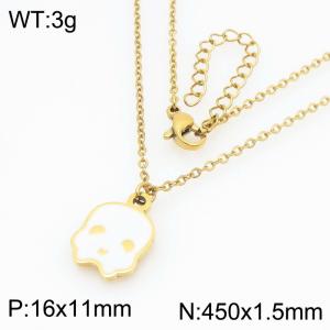 Personalized and trendy Halloween series stainless steel skull pendant necklace - KN298683-Z