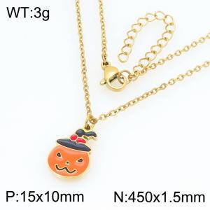 Personalized and trendy Halloween series stainless steel pumpkin demon pendant necklace - KN298688-Z