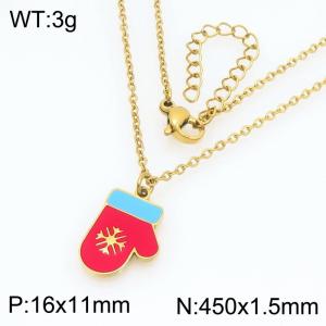 Personalized and fashionable Christmas stainless steel gift gloves pendant necklace - KN298697-Z