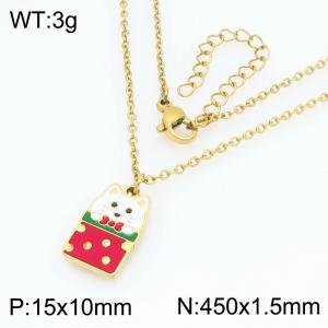 Fashionable and personalized stainless steel gift cat necklace - KN298707-Z