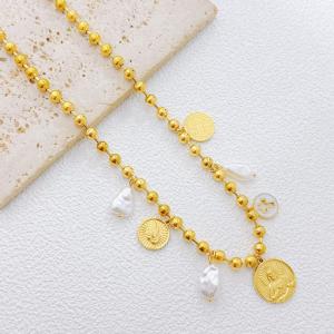 SS Gold-Plating Necklace - KN299494-SXSJ