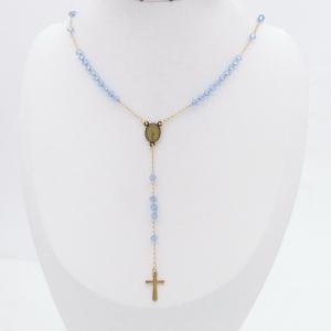 Stainless Steel Rosary Necklace - KN299838-NJ
