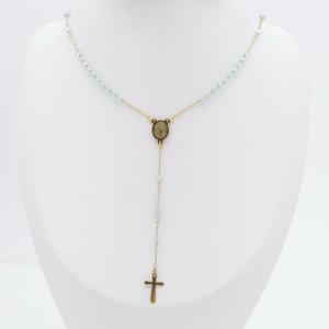 Stainless Steel Rosary Necklace - KN299845-NJ