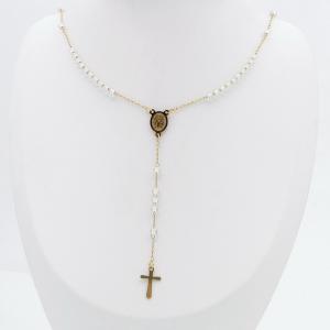 Stainless Steel Rosary Necklace - KN299846-NJ