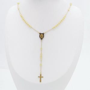 Stainless Steel Rosary Necklace - KN299847-NJ