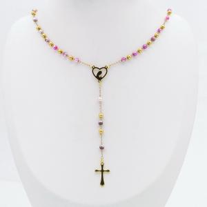 Stainless Steel Rosary Necklace - KN299848-NJ