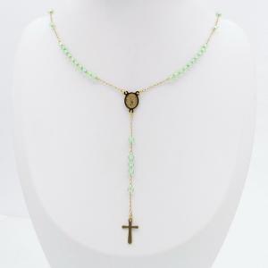 Stainless Steel Rosary Necklace - KN299853-NJ