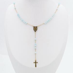 Stainless Steel Rosary Necklace - KN299858-NJ