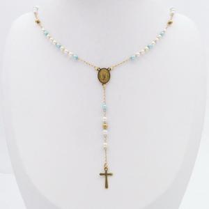 Stainless Steel Rosary Necklace - KN299860-NJ