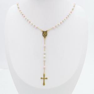 Stainless Steel Rosary Necklace - KN299861-NJ