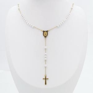 Stainless Steel Rosary Necklace - KN299862-NJ