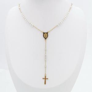 Stainless Steel Rosary Necklace - KN299865-NJ