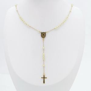 Stainless Steel Rosary Necklace - KN299866-NJ