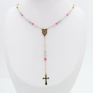 Stainless Steel Rosary Necklace - KN299874-NJ