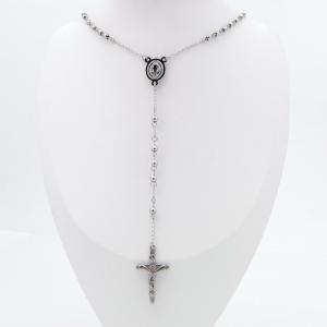 Stainless Steel Rosary Necklace - KN301015-HDJ