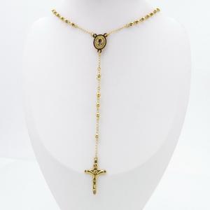 Stainless Steel Rosary Necklace - KN301016-HDJ