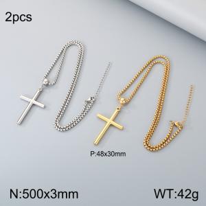 Stainless steel cross pendant necklace - KN301457-Z
