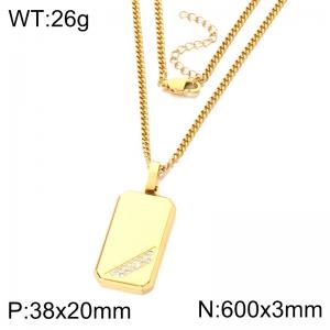 Fashion Jewelry Stainless Steel Chain Necklace with Square Pendant - KN302395-KFC