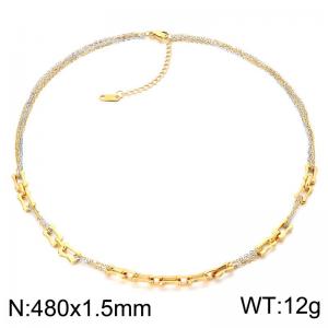 SS Gold-Plating Necklace - KN303026-SP