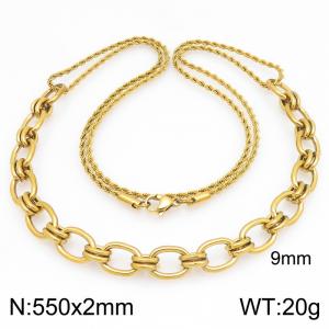 SS Gold-Plating Necklace - KN303055-Z