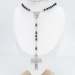 Stainless Steel Rosary Necklace - KN303244-JG