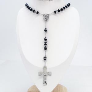Stainless Steel Rosary Necklace - KN303251-JG