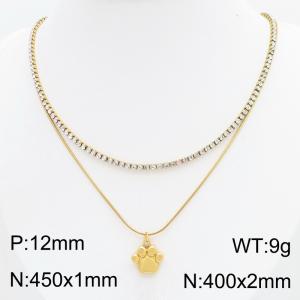 Stainless Steel Stone Necklace - KN303383-HR