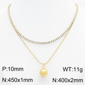 Stainless Steel Stone Necklace - KN303385-HR