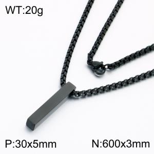 Fashion jewelry stainless steel rectangular pendant with stainless steel chain necklace - KN303471-K