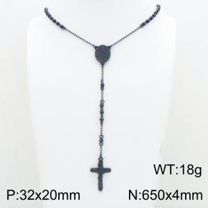Stainless Steel Rosary Necklace - KN304135-CQ