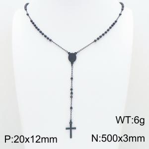 Stainless Steel Rosary Necklace - KN304137-CQ