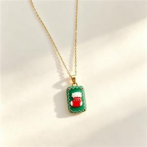 Stainless Steel Necklace with Christmas Elements Jewelry, Suitable for Daily Wear and Holiday Gifting - KN304511-SXSJ