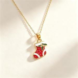 Stainless Steel Necklace with Christmas Elements Jewelry, Suitable for Daily Wear and Holiday Gifting - KN304513-SXSJ