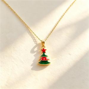 Stainless Steel Necklace with Christmas Elements Jewelry, Suitable for Daily Wear and Holiday Gifting - KN304514-SXSJ