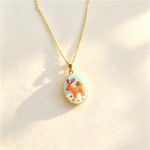 Stainless Steel Necklace with Christmas Elements Jewelry, Suitable for Daily Wear and Holiday Gifting - KN304516-SXSJ