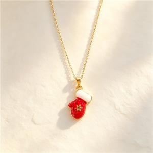 Stainless Steel Necklace with Christmas Elements Jewelry, Suitable for Daily Wear and Holiday Gifting - KN304517-SXSJ